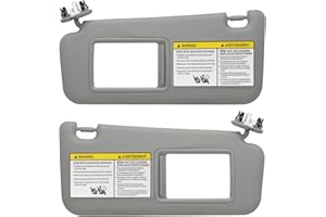 CRAZYPARTS Visera solar para lado izquierdo y pasajero compatible con Toyota RAV4 2006 2007 2008 2009 2010 2011 2012 2013 con luz de repuesto 74320-42501-B2 y 74310-42451-B2 gris