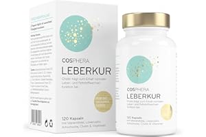 ‎COSPHERA Leber Kur Mariendistel Kapseln hochdosiert - mit 80% Silymarin, Artischockenextrakt, Löwenzahn & Cholin - Unterstützt die Leberfunktion, vegan - 8-Fach Leberkomplex von Cosphera