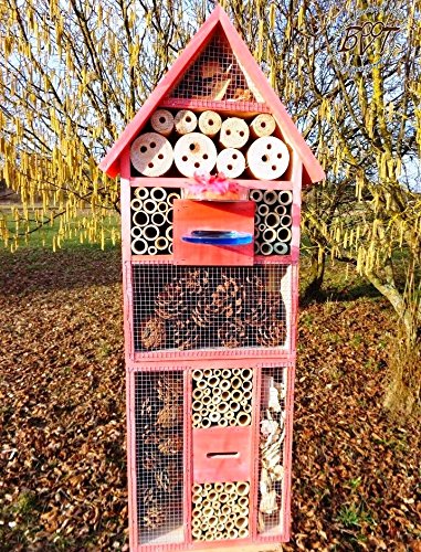 XXL INSEKTENHOTEL MIT TRÄNKE SDV-HOST-OS und FUTTERPLATZ, Futterstelle, moosgrün grün natur Nisthotel Hoch Schmetterlinge Bienen Marienkäfer als Ergänzung zum Meisen Nisthotel Hoch Meisenkasten oder zum Vogelhaus Vogelfutterhaus Futterstation für Vögel Insektenhäuschen – XXL INSEKTENHOTELs - 4