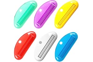 Quesuc Lot de 6 pinces à presser pour tube de dentifrice pour salle de bain (vert, blanc, bleu, jaune, rouge, violet)