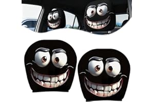AIEIEII 2 PCS Funny Cartoon Car Headrest Covers, Eyes Car Decorations Funny Headrest Covers, Single-Sided Print Resilient Head Rest Cover Cars Suitable for Carseat Headrests