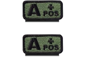 ZCKETO 2 Stück Taktisch Militär Grün Typ A+ Pos positiv Blutgruppe Emblem Bestickter Aufnäher Patch mit Verschluss für Erste-Hilfe-Tasche, Trauma, Medizin, Sanitäter, Erste-Hilfe-Rettungsset (A+)