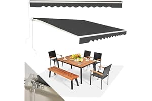 RELAX4LIFE Tenda da Esterno a Bracci Estensibili con Telaio in Alluminio, Tettuccio Resistente al Sole e Impermeabile，Manovella Manuale, Angolazione Regolabile (400 x 250 cm,GRIGIO)