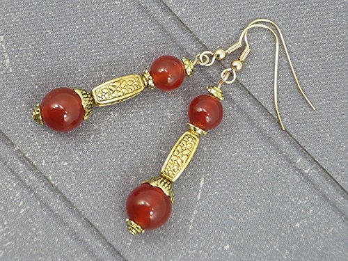 Pendientes Thurcolas chapados en oro en cornalina de la gama Medicis