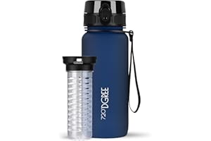 720°DGREE Butelka do picia 650 ml "uberBottle" SoftTouch + pojemnik na owoce – nie zawiera BPA – szczelna butelka na wodę dla dzieci, do szkoły, na uczelnię, do uprawiania sportu, aktywności na