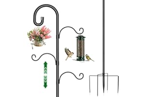 SUIMLMTA Bird Feeders Hanging Station,195cm Free Standing Bird Feeder Poles, Heavy Duty Feeding Stand, Shepherds Hooks Crook for The Garden Lights Basket Hanger,1 Pack