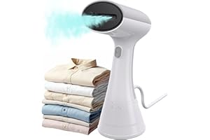 OLAYMEY Ferro da Stiro Verticale T-201, Stiratore Verticale 20S Riscaldamento Rapido Togliere le Pieghe con Pulsante Vapore, Ferro da Stiro Vapore da Viaggio, 220ml, 1000W, Bianco