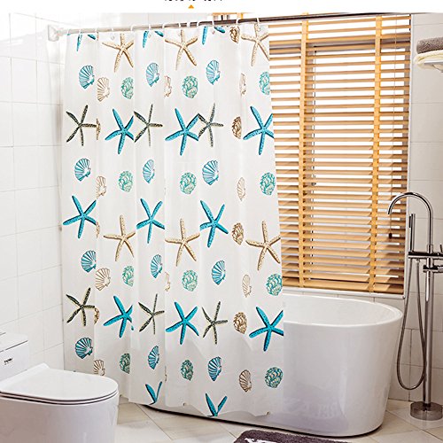 Duschvorhang Anti-Schimmel,Wasserabweisender Stoff PEVA wasserdicht ,waschbar Antibakteriell Badvorhang Wasserabweisender Stoff-Duschvorhang Duschvorhang mit 12 Duschvorhangringe für Badezimmer shower curtains Waterproof 180 x 200 cm - 5