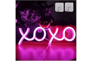 ENUOLI XOXO Neon Signs XOXO Light Neon Signe - USB & Battery Panneaux de LED Signes NEON LUMIÈRES NEON NUITS LUMIÈRES POUR LA CHAMBRE Panneaux Néon Signes pour la décoration murale Fête de mariage de