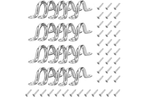 XAVSWRDE 20 PCS Pad Eye Strap, 304 Stainless Steel Kayak Deck Loops, Canoe Pad Eye Strap Plate, Tie Down Anchor Point, Bimini Boat Top Pad Eye with 40 PCS Screws for Kayak Canoe Rigging (4mm)