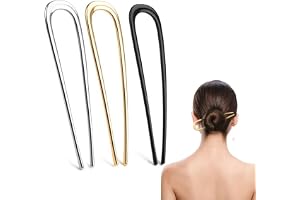 3 delar U-formade hårgafflar set – guld silver svarta metallhårnålar, 14 cm längd, klassisk bullhållare för updo frisyrer hår