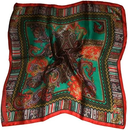 Women's Square Silk Scarf-Paisley Please -  Orange - For Women