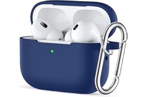Easuny Hülle für AirPods Pro 2/1 Schutzhülle 2022/2019, Weiches Silikon Stoßfeste Schutzhülle Kompatibel für Apple AirPods Pro 2. Generation Case, mit Karabiner [Front-LED Sichtbar] - Navyblau