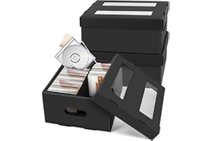 AOBOPLE 3 Scatole per CD a 2 Scomparti con Finestra Trasparente,Porta Dvd Contiene 990 Dischi in Custodie per CD/360 CD in Custodie Sottili/180 CD in Custodie Complete
