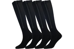 FADCAER 2 Pares 15-20 mmHg Calcetines de Compresión con Cremallera para Hombres y Mujeres Hasta Rodilla Calcetines de Compresión con Punta Cerrada para Edema Hinchazón Embarazo
