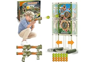 DDYX2020 Jouet De Jeu De Tir,Cibles de Tir Mobiles Jeu Cible Electrique,avec 2 Pistolets à balles et 24 balles en Mousse pour Jeux de rôle pour garçons et Filles (Jaune-Move)