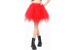 Kefiyis Tutu Skirts for Women Adult Tutu Tulle Skirt Ballet Halloween Christmas Fancy Dress Cosplay Petticoat Party Dance Costume