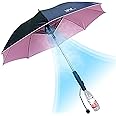 XXZUOAN Parasol Sun Umbrella Long Handle Umbrella with Fan, Multifunctional Umbrella with Spray Ideal for Hot and Sunny Days. (B)