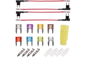 BOJACK 4 szt. Mały bezpiecznik samochodowy Niski prąd wtykowy adapter bezpiecznika płaski adapter bezpiecznika z 8 częściami bezpiecznika (2A / 3A / 5A / 7.5A / 10A / 15A / 20A / 25A)