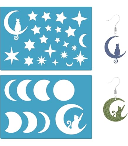 Stencil Per Gioielli Con Gatti E Luna - 2 Modelli Riutilizzabili In Acrilico - Foto 5