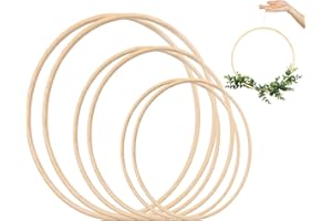 LULIZZIE MAKIE 6PCS Floraux Anneaux de Couronne Bambou Cerceau Bois en Macramé pour Attrape-rêves, Dream Catcher Anneau Rond en Bois Cerceau De Bambou Bricolage Artisanat Outils, 3 Tailles(12; 15; 17,5 CM)