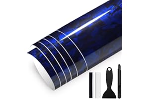 GRTHTATI 150cm x 30cm Covering Forgé Carbone de Voiture Film Autocollant Adhésif Film Carbone de Protection pour Voiture Intérieure/Extérieure, Moto, Vélo (Bleu Brillant, 30cm x 150cm)