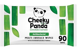 The Cheeky Panda Bamboo Antibacterial Wipes | Pack of 90 Cheeky Biodegradable Surface Wipes | Perfect for Kitchen and Surface Cleaning