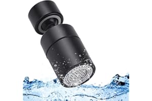 LYTIVAGEN Aérateur de Robinet d'Évier Universel Lation et ABS Embout Robinet Cuisine 360° Pivotant 2ème Vitesse Filtre Économiseur d'Eau Pivotant 22MM Mousseur pour Cuisine Salle de Bain Lavabo(Noir)