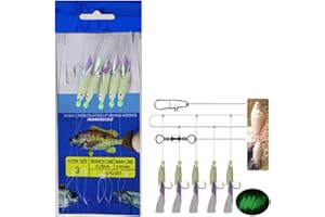 MILEPETUS Luminous Fishing Rigs Bait Lures Glow Soft Shrimp Fish Skin String Hook Saltwater/Freshwater Fishing Bait for Mackerel and Sea Fishing
