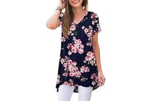 POPYOUNG Women's Short Sleeve Tunic with Leggings, Rayon Blouse - Multiple Solid Colors, Sizes S to 4XL