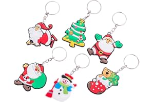 Amosfun 24pcs Christmas Keychains Keyrings with Santa Claus Snowman Christmas Tree Bag Purse Charms Christmas Party Favors Gifts Bag Fillers (Random Style)