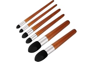 PATIKIL Juego de 3 Difuminadores de Tamaño para Artistas, Esponja de Difuminar y Bolígrafo, 2 Juegos de Esponjas de Goma Lavables y Reutilizables, Marrón Rojo