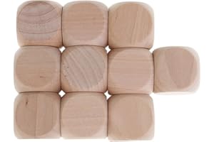 WOODEN WORLD 10x Holzwürfel Würfel Würfel Blank Unlackiertes Holz Sechsseitig 30 mm 3 cm