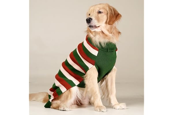 Earthbound Stripes Dog Sweater Cozy Knitted Pet Pullover, Warm Winter Jumper for Small, Medium & Large Breeds Soft Cotton Comfort & Stylish Design,Dog wooled Sweater (26 inches)