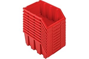 PAFEN Stacking Boxes Set - 10 x Stacking Box for Tool Wall 243 x 125 x 175 mm - Display Box Stacking Box Storage Box, Red