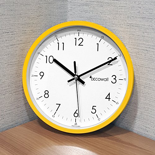 Decowall DSH-M22Y Nicht Tickende Stille Metall Wanduhr Modern für Wohnzimmer Küche Büro (Gelb, 22.5cm) - 4