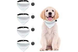 URROMA 4 pz collare a bandana per cani a triangolo bianco, bandana per cani con fibbia regolabile sublimazione vuota per cani e gatti, M