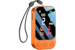 HAKINAKU Tragbarer CO-Melder Kohlenmonoxidmelder, Mobiler CO-Warner Kohlenmonoxid Warnmelder, CO-Messgerät CO-Messer mit Temperatur- & Luftfeuchtigkeitsanzeige, für Reise Camping, HD09-Orange