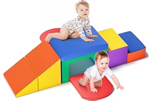 nmoiww Baby Foam Building Blocks, with Slide, Multiple Size Arches for Indoor Climbing, Large Building Blocks for Babies and Toddlers (Colorful-6)