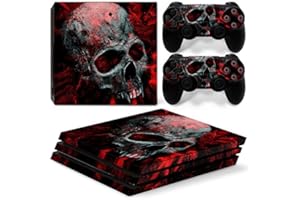 Mcbazel Vinyl Sticker Protect para la Consola y el Controlador, patrón de la Piel de la Serie para PS4 Pro-craneo Rojo