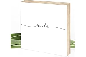 Wunderpixel® Holzbild smile - 15x15x2cm zum Hinstellen/Aufhängen, Spruch - schwarz-weißes Holz-Schild Bild Poster Aufsteller Deko Büro/Wohnung/zur Geschenk-Idee Mitbringsel Geburtstag Hochzeit