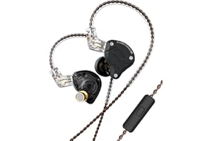 KINBOOFI KZ ZS10 Pro en el Monitor de oído, 4BA 1DD KZ Auriculares Multi Conductor en el oído Auricular IEM, Monitor HiFi en el Escenario para Cantante Guitarrista Baterista (Negro Mate con micrófono)