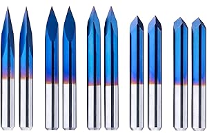 FOXALIEN riangulares CNC para router de 20/30/45/60/90 grados 0,1 mm grabado en V, vástago de 1/8" Sharp Pyramid Bits para madera acrílica MDF letras de aluminio (cada 2 piezas)