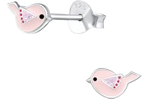 Laimons - Orecchini per bambine e bambini, in argento Sterling 925, motivo: uccellini, colore: Rosa
