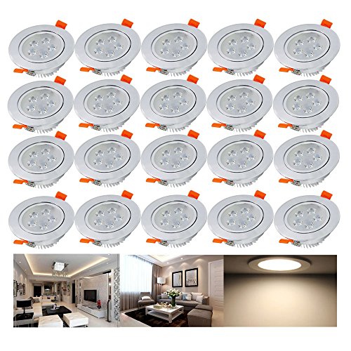 Preisvergleich Produktbild Hengda® 20x 5W LED Warmweiß Einbauleuchte Einbau Strahler Set Deckenstrahler Deckenlampe Energiespar 435LM mit Kabel Trafo