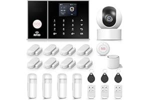CLOUREE Sistema de Alarma de Seguridad para el hogar Inteligente, Alarma WiFi 4g,con cámara de Alta definición 2mp, Sensor de Movimiento pir,Control Remoto,Sensor de Puertas y Ventanas,Juego de 22 Piezas