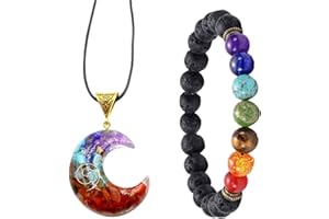 Floatdream 2 Piezas Conjunto de Pulsera y Collar con Piedras de Chakras,Chakra de Espiritual Collar, Gran Regalo para Hombres y Mujeres
