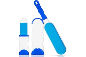 Alihoo Bürste Haarentferner, Pet Pinsel,Neu mit doppelseitiger Fusselbürste und selbstreinigender Basis,perfekt für Möbel,Teppich (Large&Travel Size Brush)