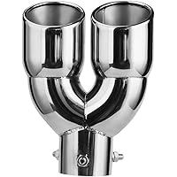 EBTOOLS Auspuffendrohr Auto Doppelauslass Auspuff Schalldämpfer Edelstahl Schalldämpfer Tipps 63-76-220