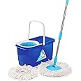 Kleeno by Cello Easy Clean Spin Mop Bucket with 2 Refill, 360 Degree Rotating Head | Microfiber Material |Easy to Use | Mop with Bucket for Floor Cleaning |Pocha for Floor Cleaning | Blue | Set of 1